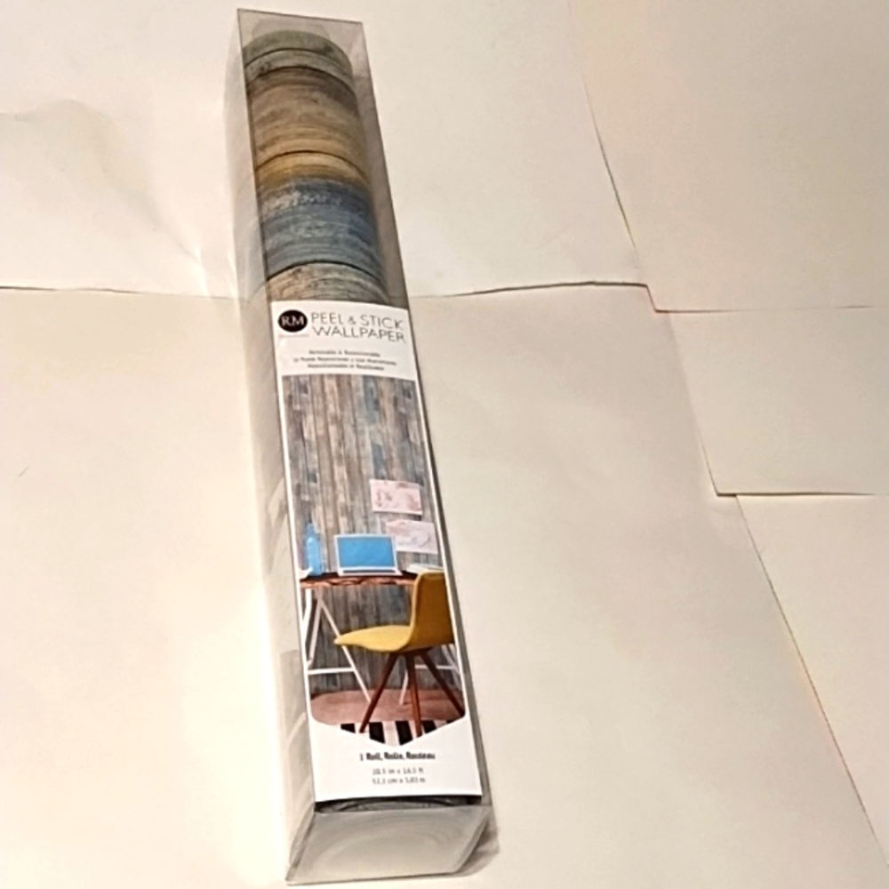 Rustic Blue/Tan Print Peel& Stick Wall Paper